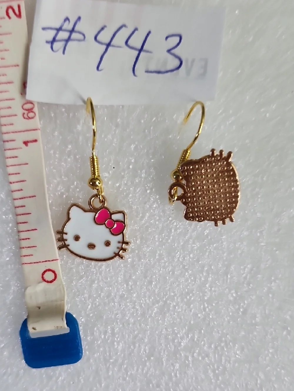 Hand Crafted White Cat Earrings with Pink Bows - Cute Enamel Dangles